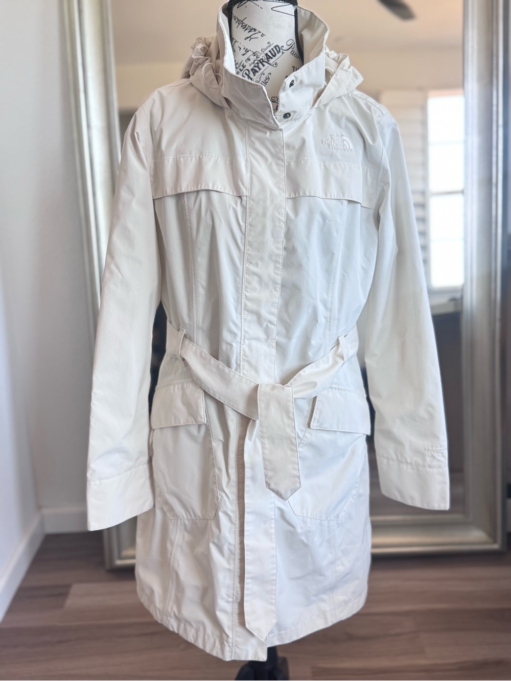 The North Face Stella Grace Zipper Snap Button Hooded Trench Coat Jacket Size M